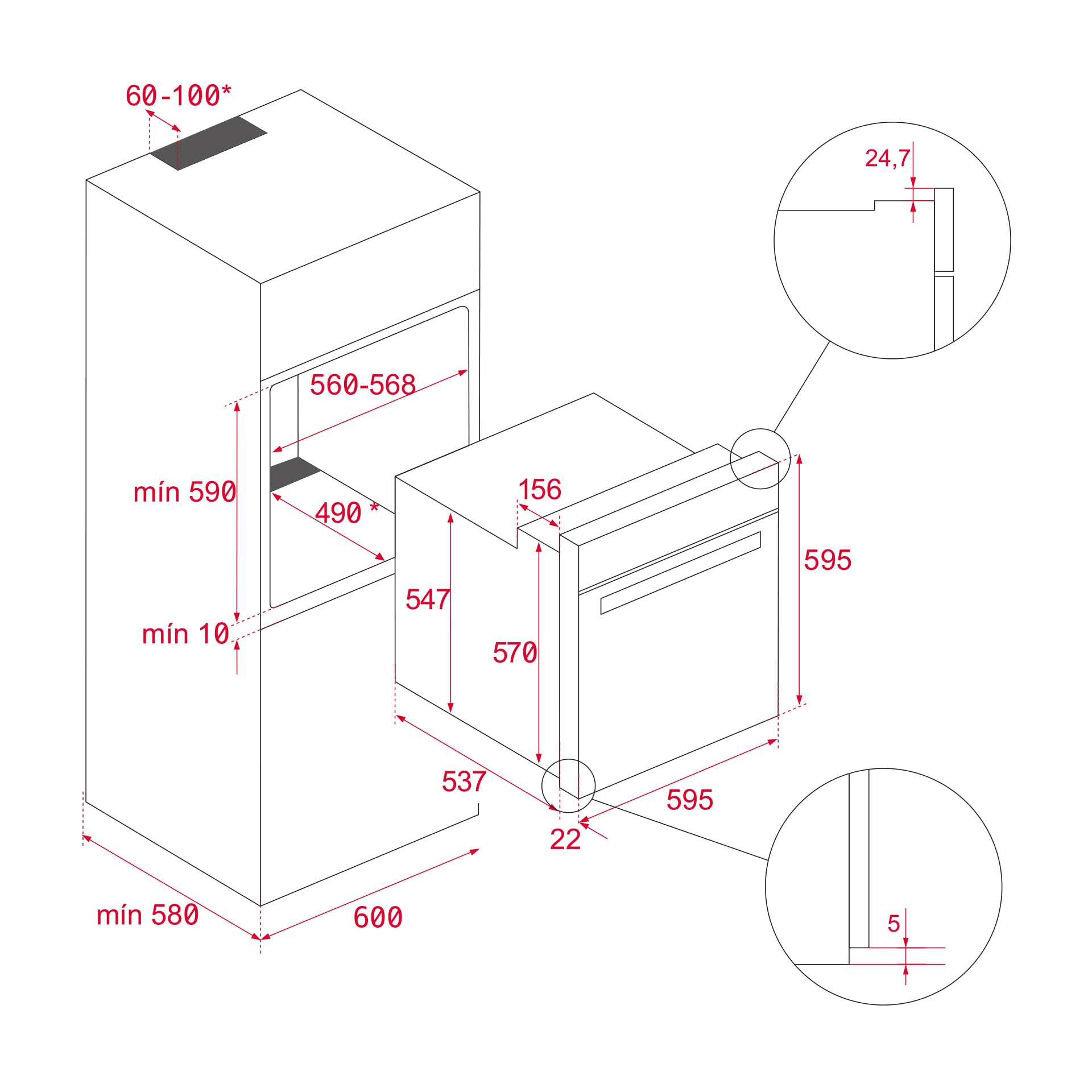 TEKA Horno Multifunción Airfry, Sistema HydroClean, 9 Funciones, 71L, Guías Telescópicas, Modelo NEO HSB 6466