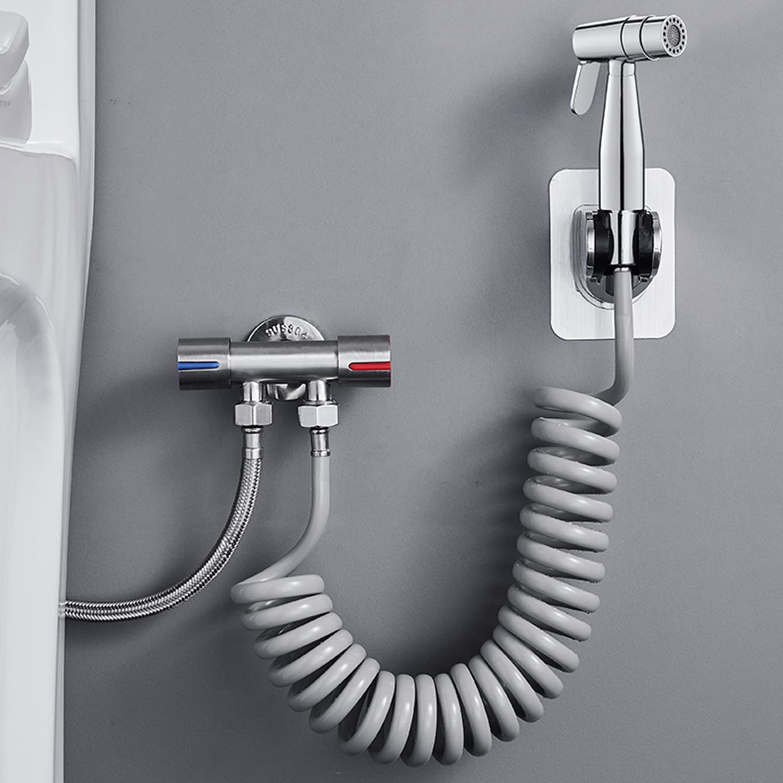 Bidetbevestiging for toilet, dubbele sproeier met