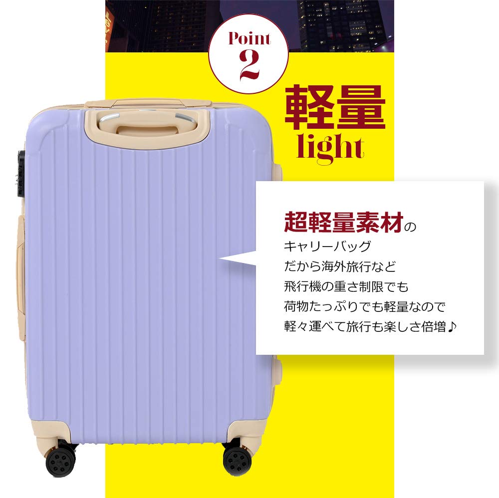 [§Ｒ∞Ｒｉｋｏｐｉｎ] Rikopin(リコピン) スーツケース 機内持ち込み 大型 キャリーケース キャリーバッグ ダイヤルロック式 超軽量 かわいい ファスナータイプ【Sサイズ/ペールブルー】 - 4