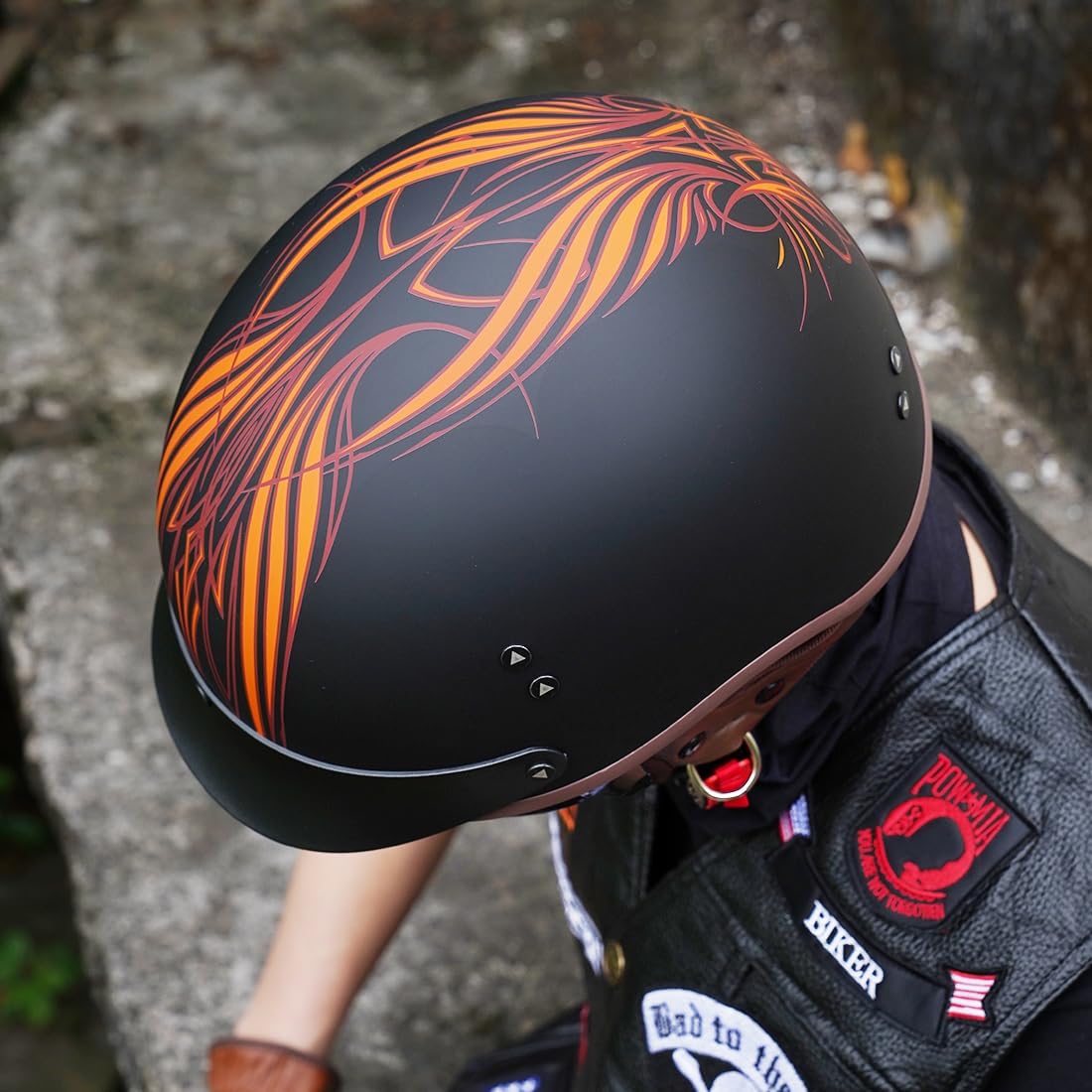 VCOROS Half Helmet Motorcycle DOT Approved Open Face Helmet with Sun Visor and Quick Release Buckle for Adults Men and Women (F07 Angel, M)
