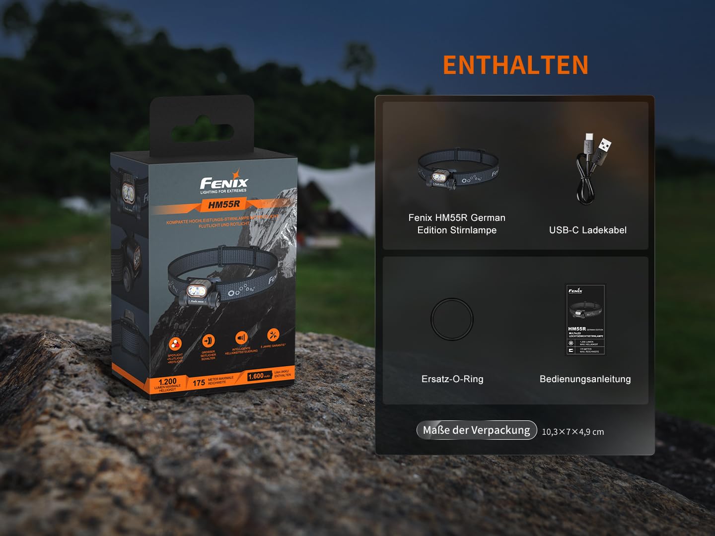 Fenix HM55R Dunkelviol Stirnlampe LED Wiederaufladbar,1200 Lumen Extrem Hell,USB-C Aufladbar,175M,Strahler Flutlicht & Rotlicht,IP68 Wasserdicht Sensor Kopflampe,141 Stunden max,Outdoor Camping Joggen