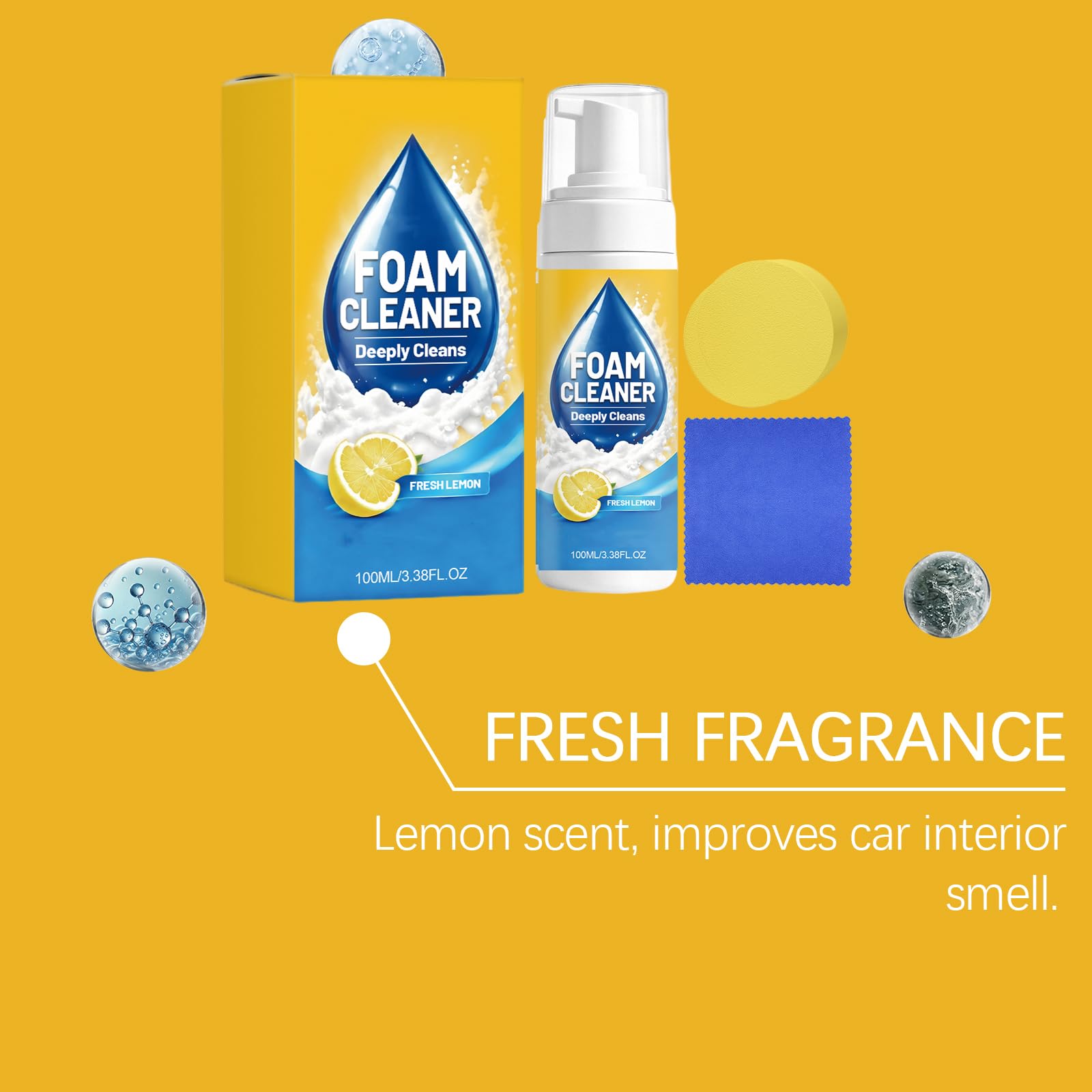 4-in-1-Multi-Schaum-Reiniger & Leder-Conditioner-Kit, Allzweck-Auto-Innenraum-Tiefenreinigungsspray für Sitze, Armaturenbrett, Polsterung & Sofa, No-Rinse-Schaum für Leder, Vinyl & Stoff (6pcs)