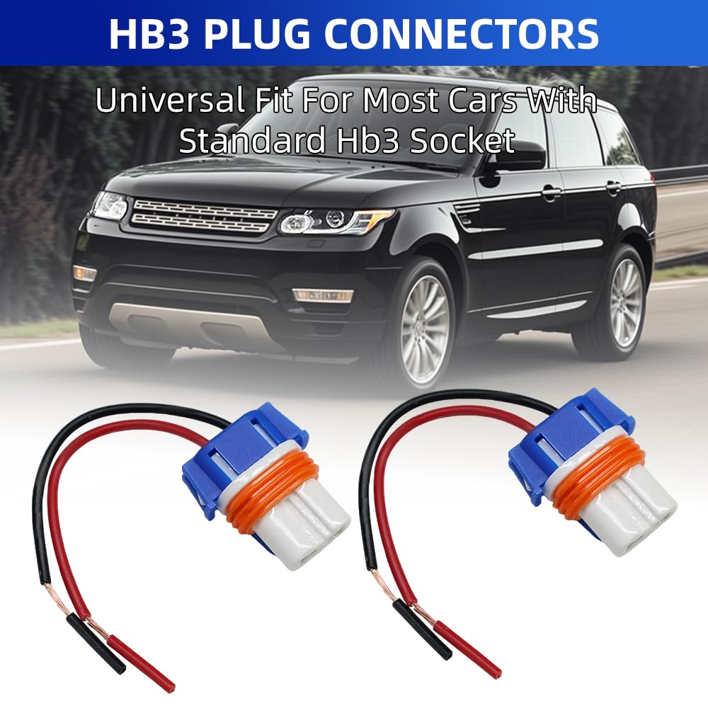 Riloer 2x 9005 Hb3 Cable Conector de Soporte de Bombilla de Faro, Conector de Soporte de Bombilla Recto 12/24 V, para a la Mayoría de Coches, SUV, furgonetas y camiones