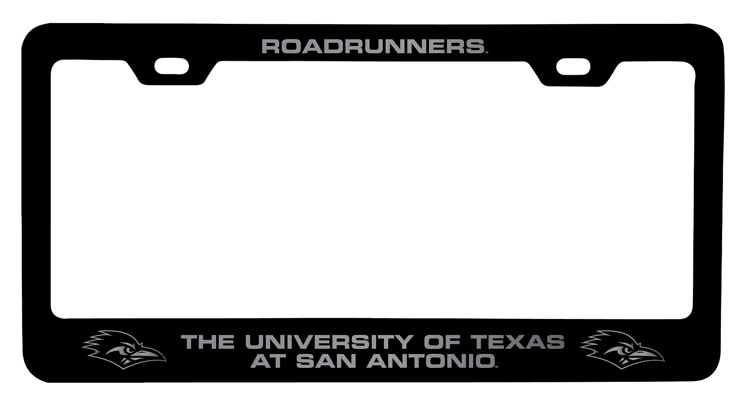 UTSA Road Runners Laser Engraved Metal License Plate Frame Black Officially Licensed Collegiate Product