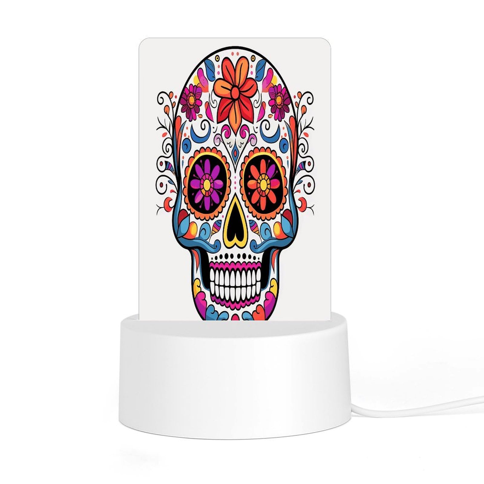 Adfgyerh Style Sugar Skull Night Light Acrylic Material Easy Installation, Home Decor Usb Interface Power Supply, Lamp For Restaurant Bar Cafe Room Decor
