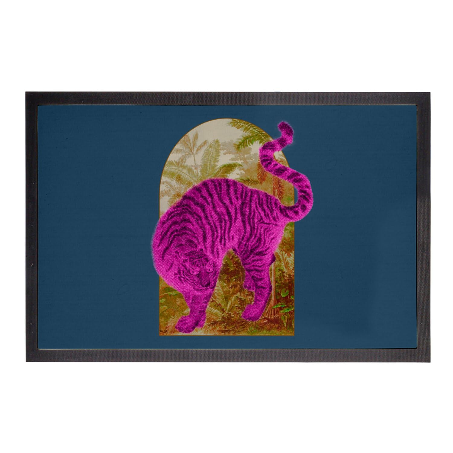 Paillasson Bleu Tapis Entrée Original Évite la Poussière Déco Botanique