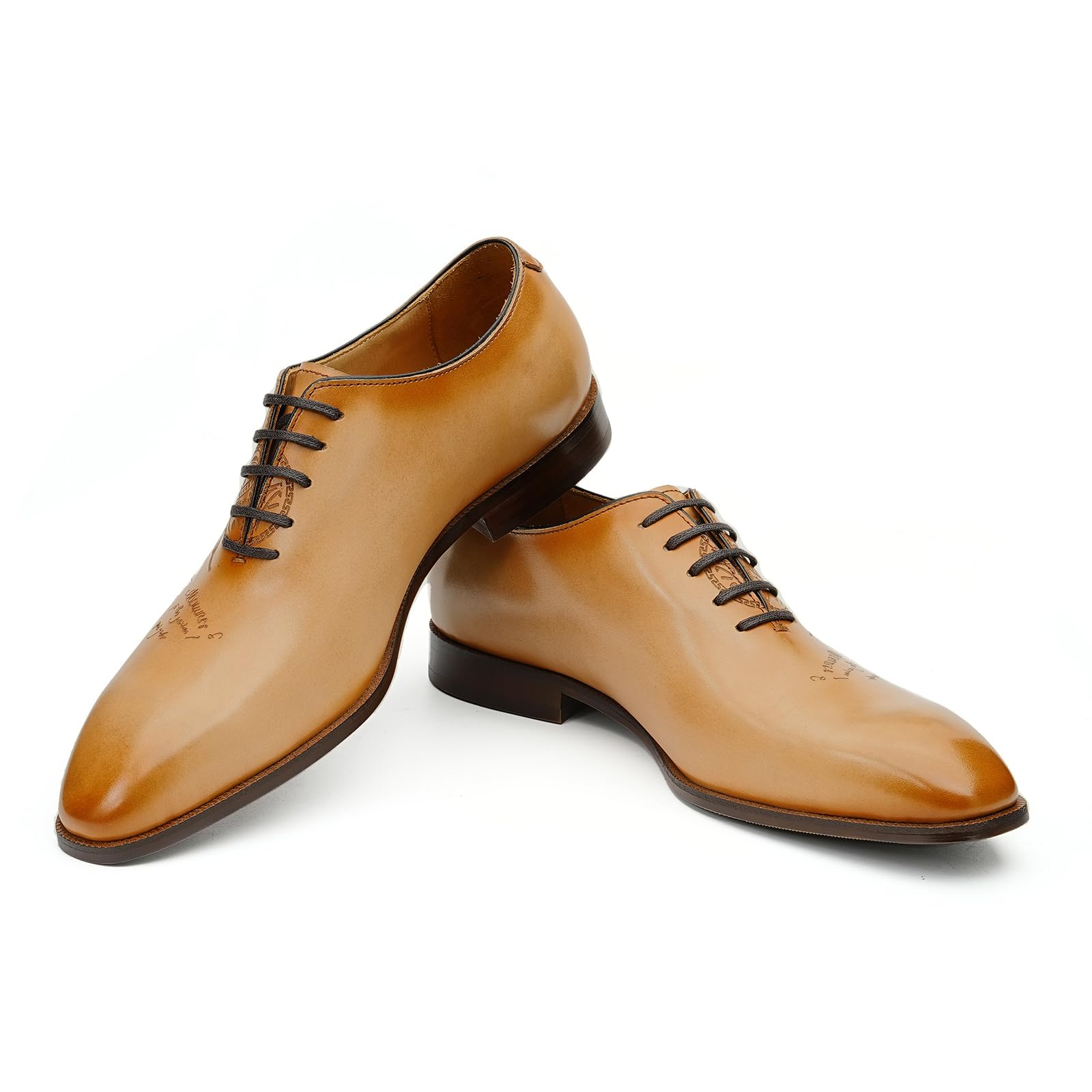 Générique Oxfords Formels en Cuir Poli pour Hommes Chaussures Habillées Rétro à Lacets Faites à la Main