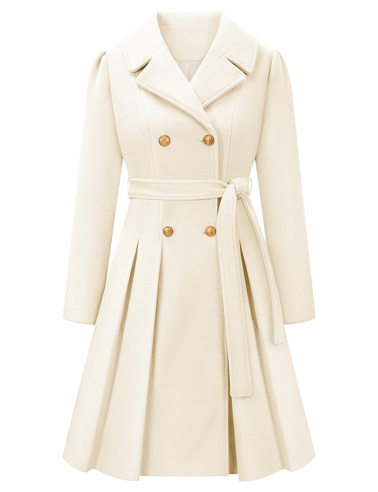 Wollmantel Damen Winter Mantel Revers Zweireihiger Wintercoat A-linie Winterjacke Knielang Trenchcoat Elegant Wintermantel Lang Jacke Outwear