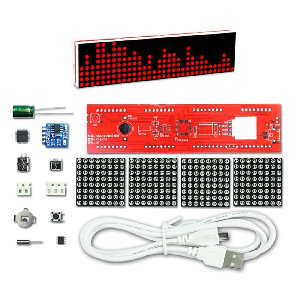Music Spectrum Kit,DIY Electronics Soldering Project USB18 Display Modes Rhythm Light Soldering Sound Control Lighting Kits with Brightness Adjustment Effect Voice Sensor