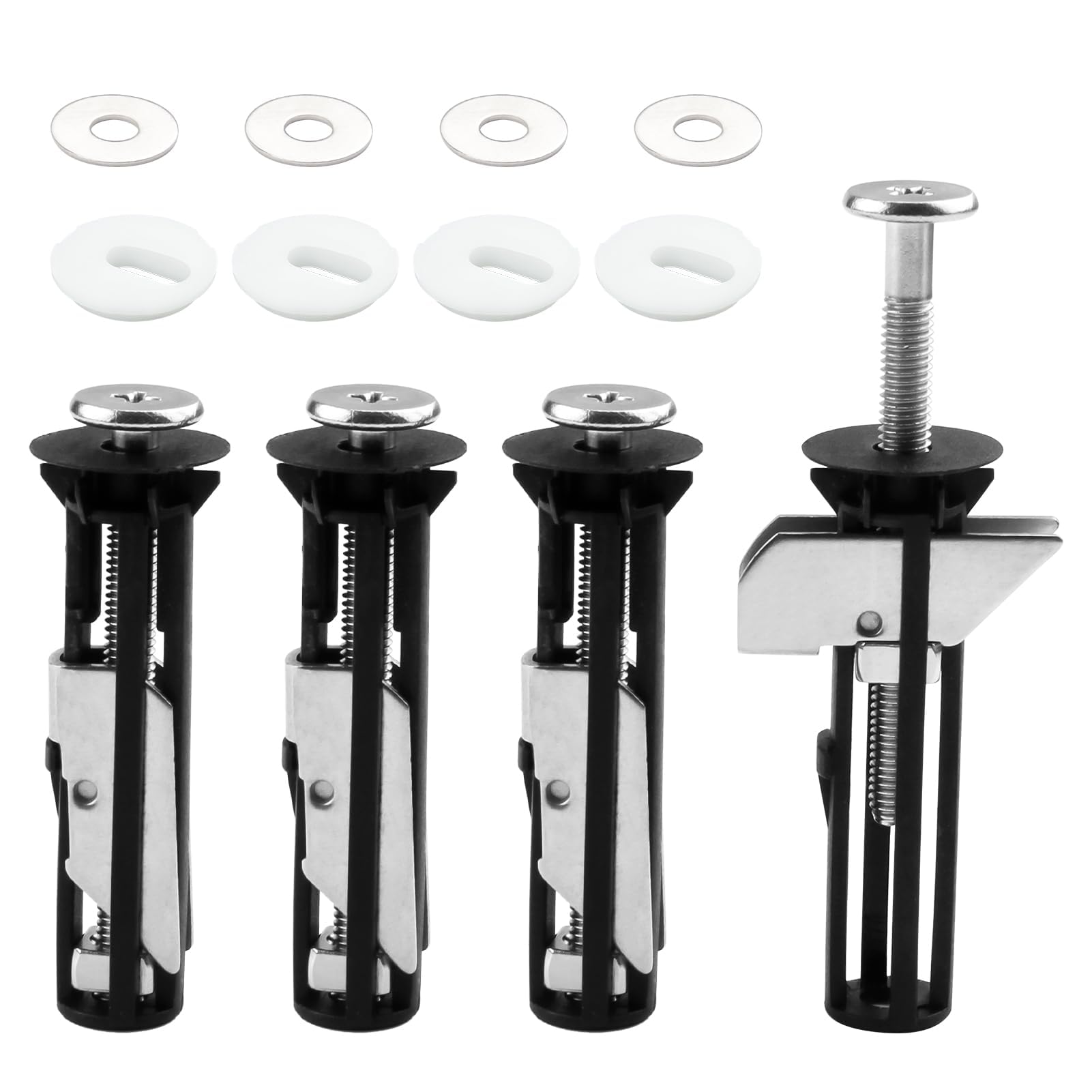 Toilet Seat Fittings 4 Pack,55mm Stainless Steel Heavy Duty Top Fixing Bolts Kit with Washers,Universal WC Hinge Screws for Blind Holes,Quick Release Rust Proof Replacement Fastener for Easy Install