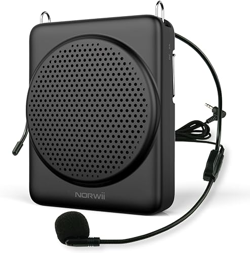 Norwii Mini amplificador de voz, micrófono de auriculares, 3 horas de carga rápida y hasta 22 horas de reproducción, amplificador de voz personal,