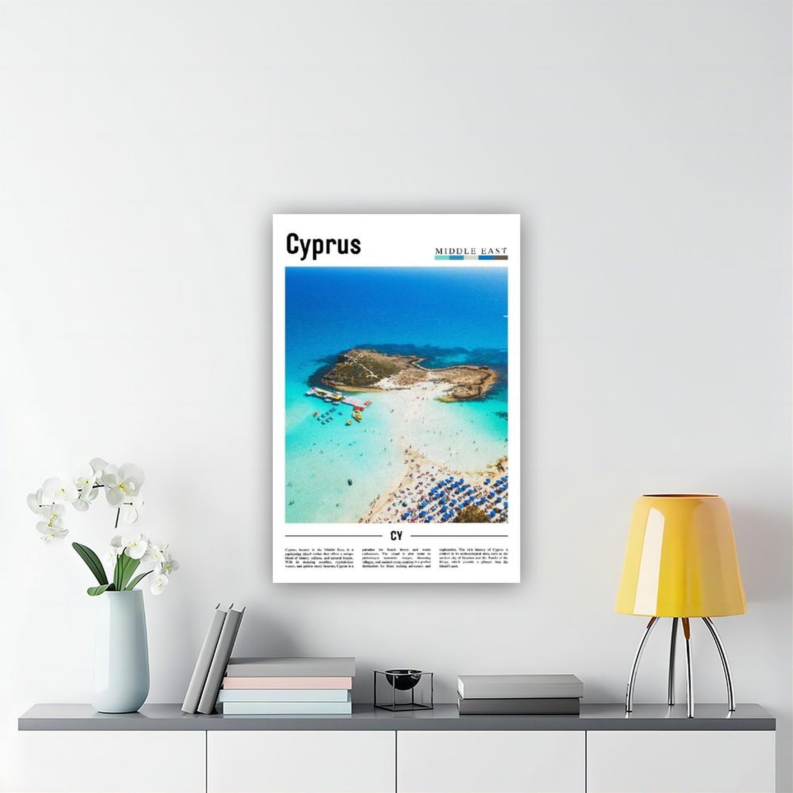 NEOHI Cypr Bliski Wschód plakat podróżny słynnej azjatyckiej scenerii miasta płótno sztuka ścienna plakaty i wydruki pokój estetyczna sypialnia biuro dekoracja 12 x 18 cali (30 x 45 cm)