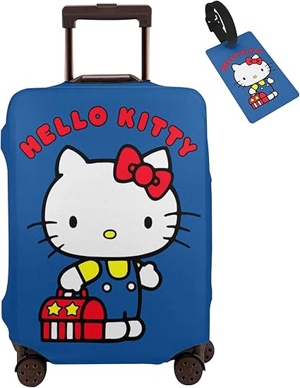 review ISUNIET Washable Elastic Cartoon Pink Cat Luggage Cover Travel Suitcase Protective Cover Trunk Case Fits 18''-32'' Suitcase Protector Baggage With Concealed Zipper Gifts for Women Girls Style 7 Small