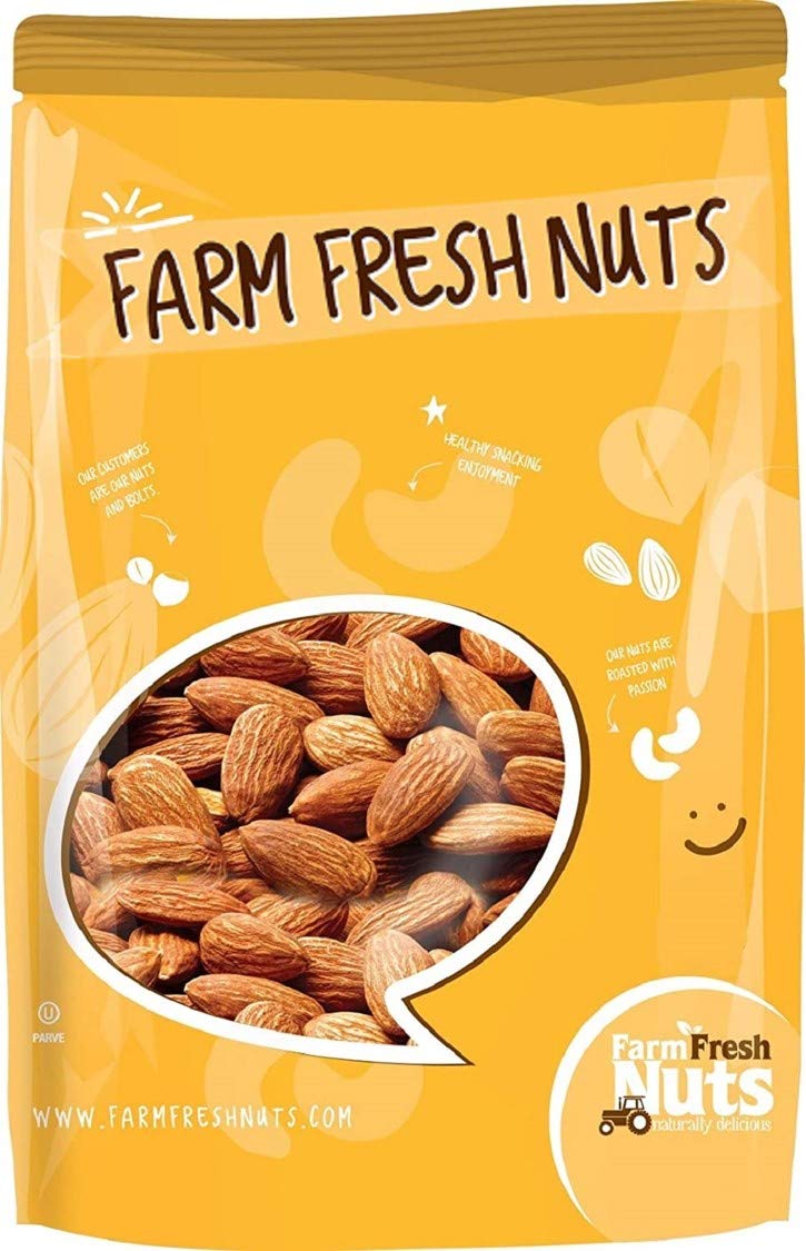 Dry Roasted California Salted Almonds with Healthy Himalayan Salt (4 Lbs.) - Vegan & Keto Friendly - Roasted to Perfection - Super Crunchy - Secert Family Recipie - Farm Fresh Nuts Brand