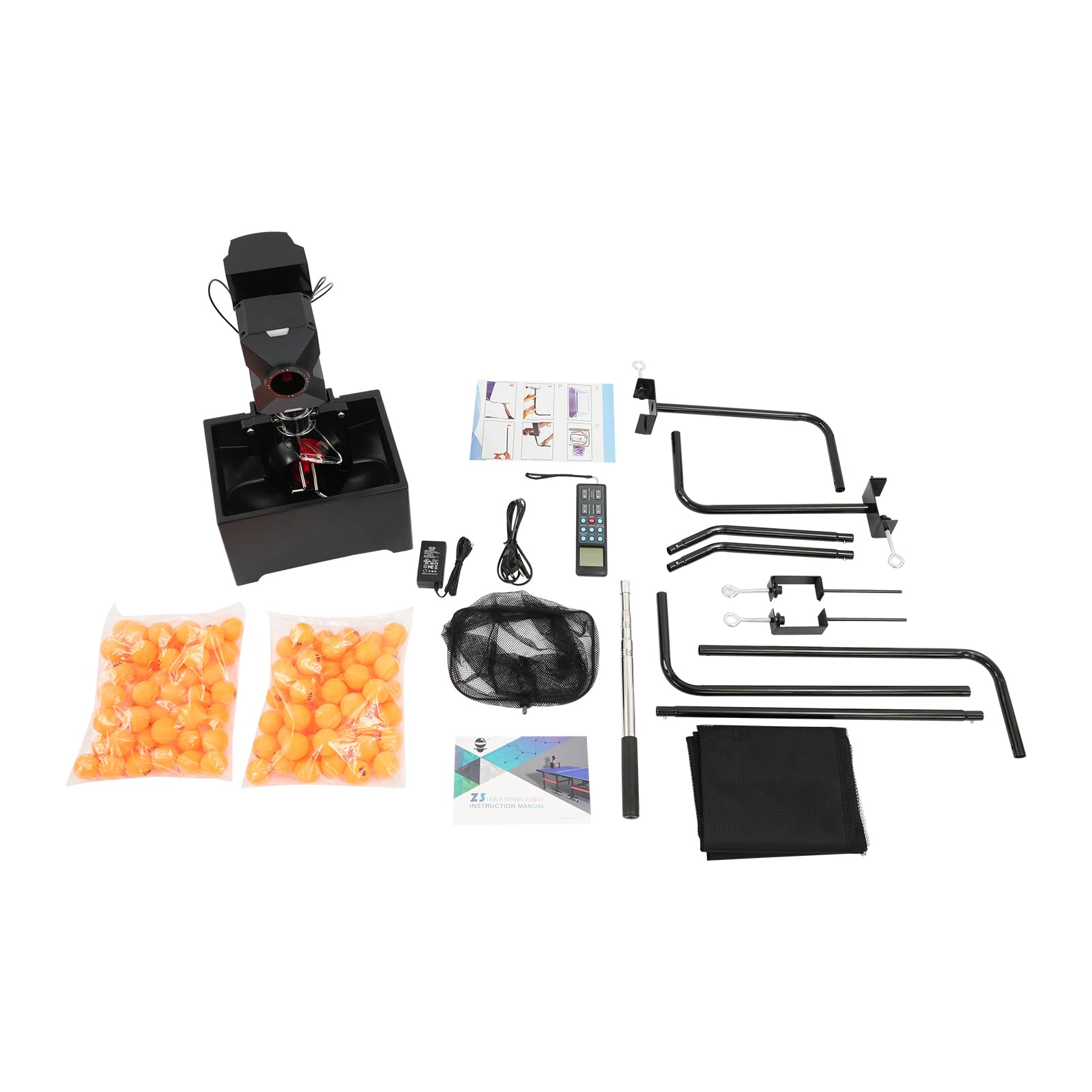 Ping Pong Ball Maschine mit Netz, Automatische Tischtennismaschine Ping Pong Ball Wurfmaschine, 10 programmierbare Modi 100 Bälle