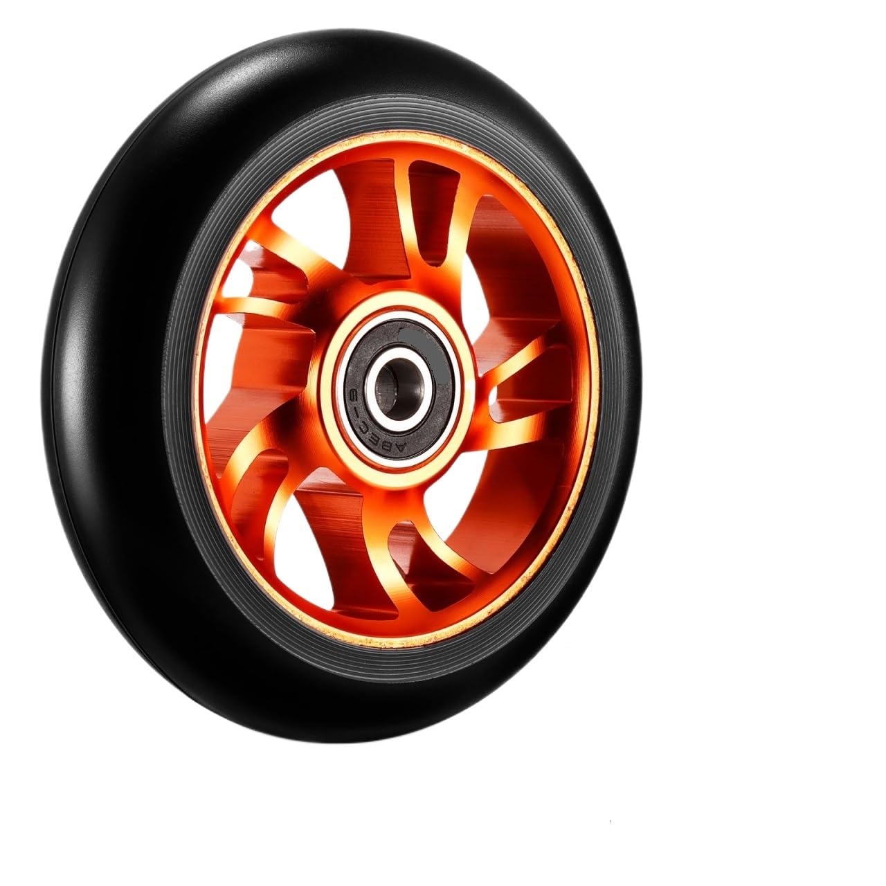 Stunt Scooter Wheels Scooter Wheels 100mm With Aluminum Alloy Hub Spacer Bush High-Elastic PU Bearings Skates Kick(1pcs Orange)