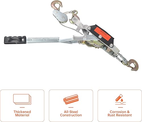Miniatura 7 de Cabrestante manual de 5 toneladas con 3 ganchos de acero, doble engranaje, herramienta de cadena, herramienta de tracción de potencia, herramienta