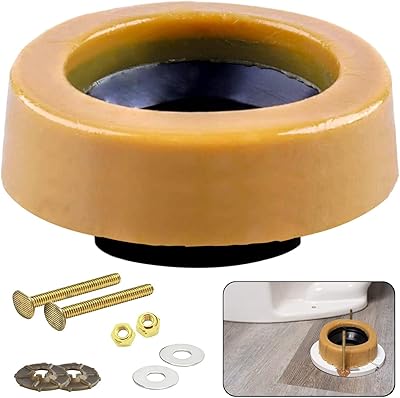 LASCO Toilet Bowl Extra Thick Wax Ring with Brass Bolts Reinforced Urethane Core and Polyethylene Flange - 516545 , Yellow