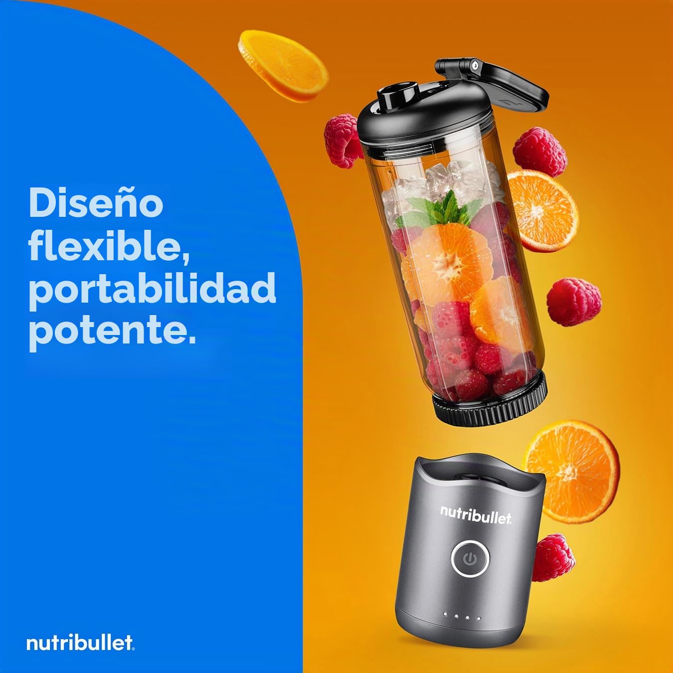 nutribullet Flex Blender en metal, alta capacidad, 500 ml, listo para viajar, cuchillas desmontables, indicador de batería, diseño portátil, elegante y compacto, fácil de mezclar, para batidos y jugos