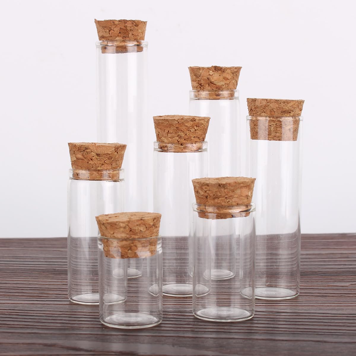 SYLALE 50 Tubos de ensayo de 22 mm de diámetro con tapón de Corcho, Botellas de Vidrio, terrarios, frascos de Vidrio, Viales, Manualidades for Bodas, Recuerdos.(25ml-22x100mm)
