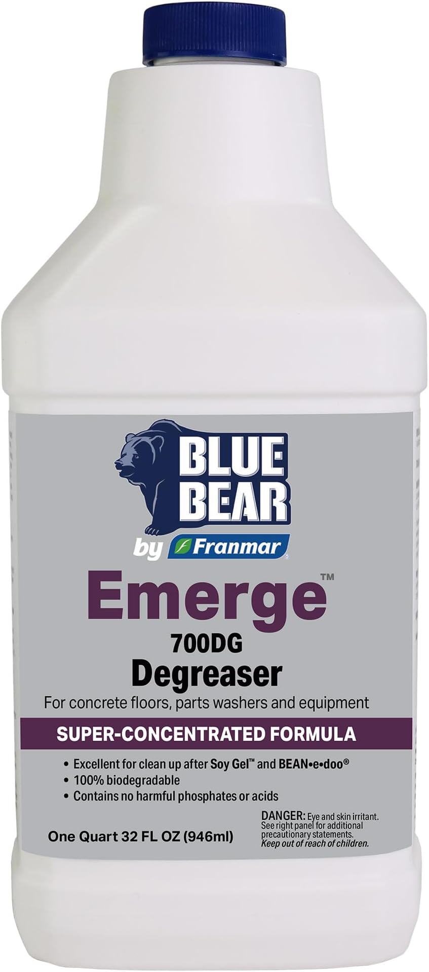 700DG Emerge Degreaser Low-Odor, Biodegradable Cleaner Removes Oil, Grease, Dirt & Grime from Concrete, Tile, Wood, Stone & Tools Safe for Heavy-Duty & Everyday Cleaning 1 Qt