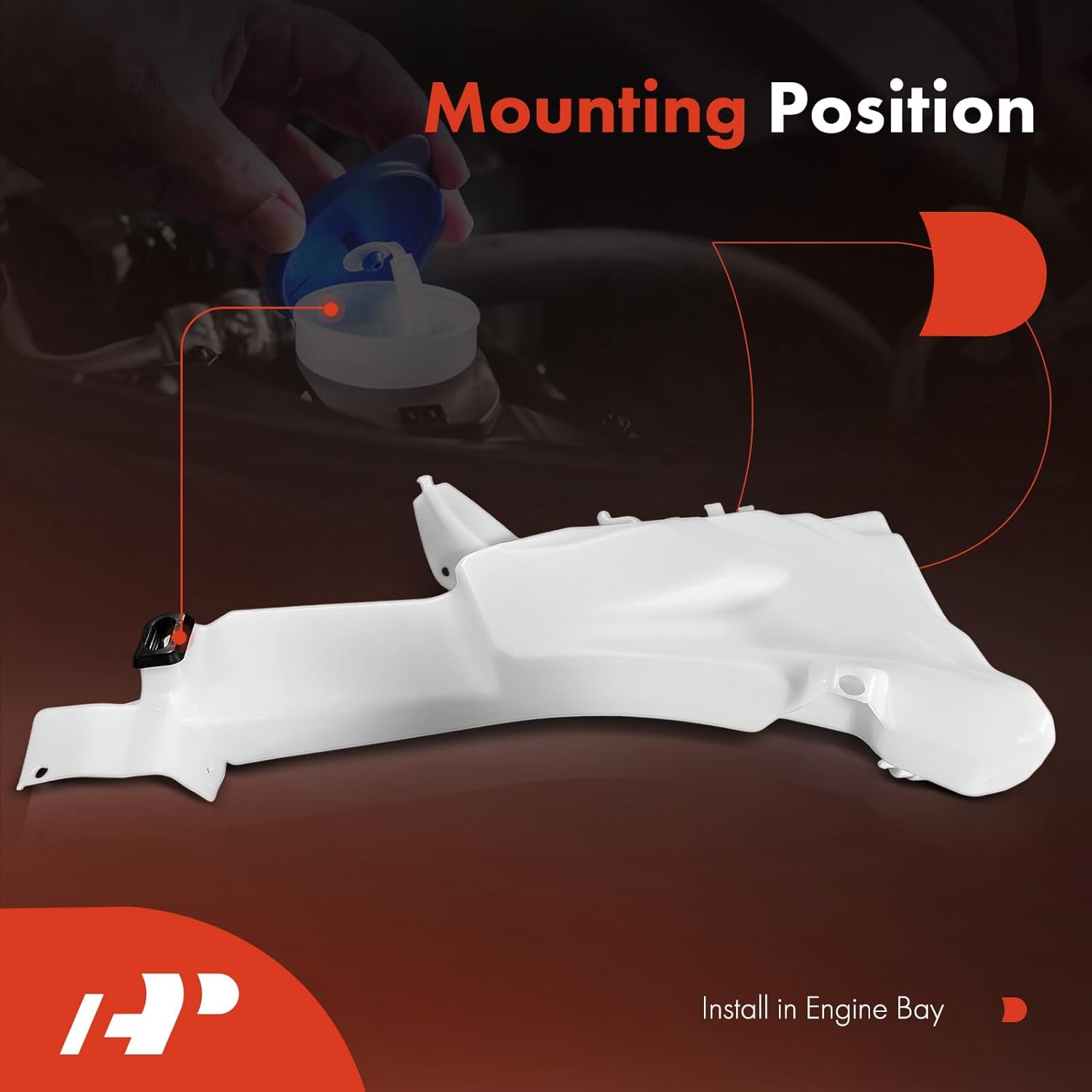 A-Premium Windshield Washer Reservoir Tank Assembly Compatible with Ford C-Max CMax 2013 2014 2015 2016 2017 - with Washer Pump