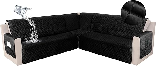 Miniatura 27 de HDCAXKJ Funda impermeable para sofá modular esquinero, de terciopelo en forma de L, para mascotas y perros, suave, resistente, en forma de U, juego