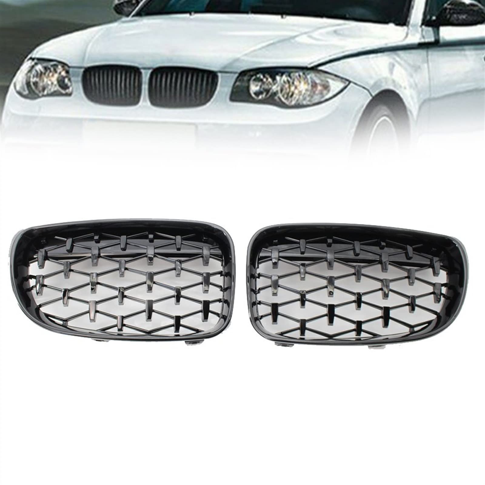 Rejilla frontal de riñón para sustituir calandra en BMW E81 E82 E87 E88 2008-2011 8