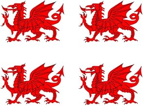 Set of 4 Welsh Dragon Temporary Tattoo Waterproof Lasts 1 week Wales Flag rugby
