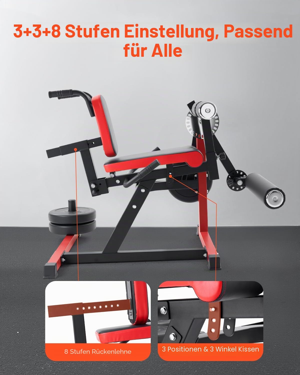 VEVOR Beinstrecker und Curl-Maschine, sitzende Bein-Drehstrecker für die Oberschenkel, verstellbares Gerät für Spezialübungen des Unterkörpers, Heim-Fitnessstudio Trainingsbank, 250 kg Tragkraft