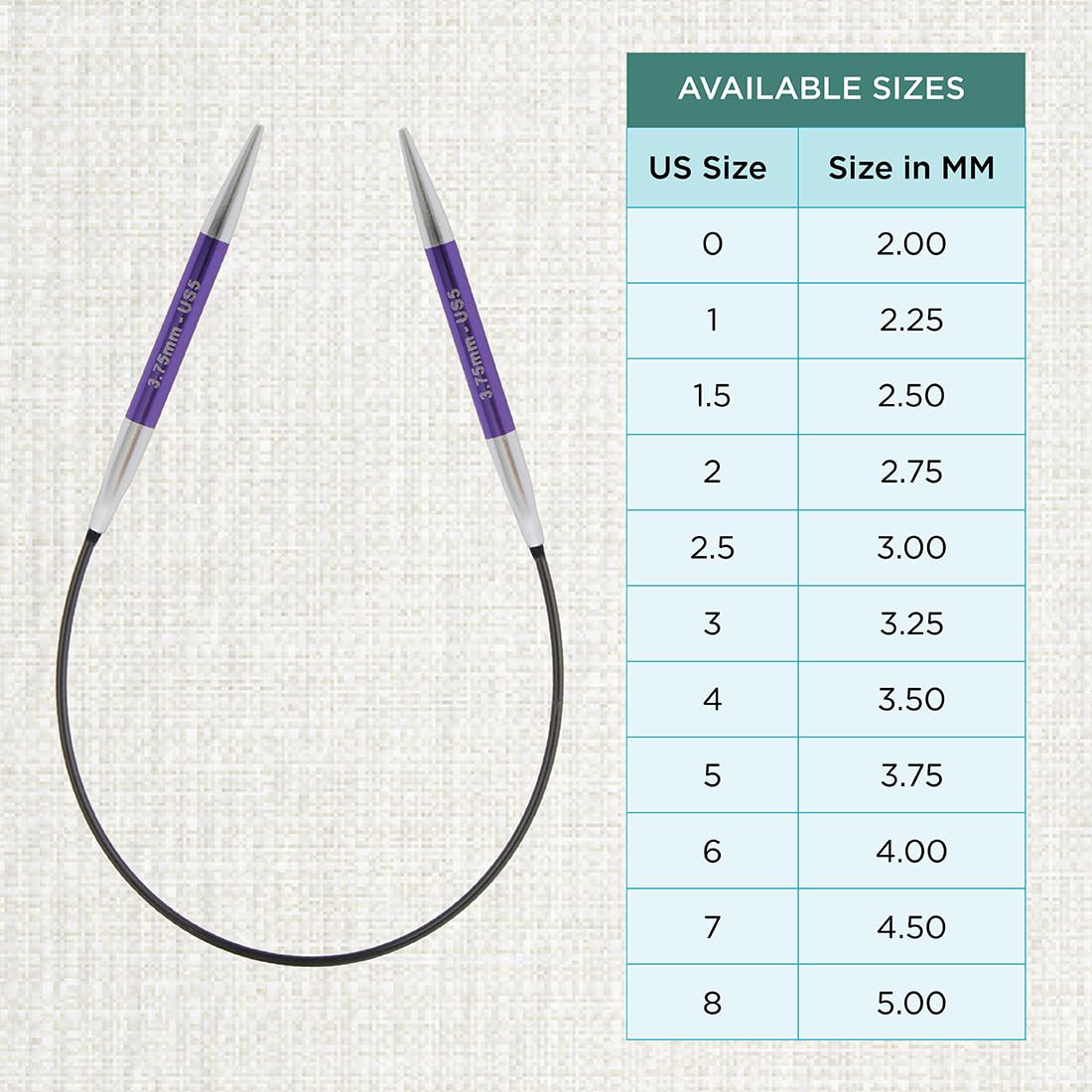 Aiguilles à Tricoter Circulaires KnitPro Zing - 22,5 Cm X 3 Mm - Aluminium Léger - Câble Flexible