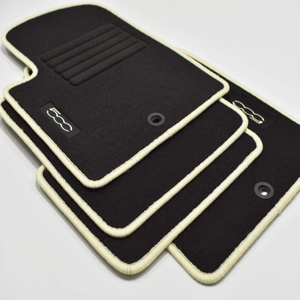 Velours Fußmatten + Kofferraum Set geeignet für FIAT 500 + 500 C Cabrio ab Bj.2007-2013 cr