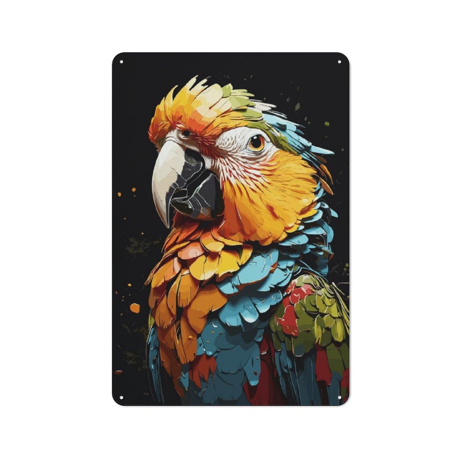 Junmoney Parrot Bird Animals Metal Wall Sign 30X20cm, Retro Decor For Hallway Wall, For Wall Display Collectors