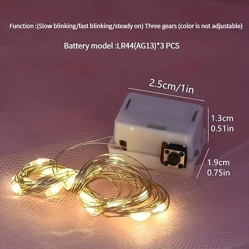 Miniatura 7 de Guirnalda de luces LED, paquete de 10 luces de hadas de alambre de cobre de 6.6 pies, funciona con pilas, mini cadena de luces para dormitorio,