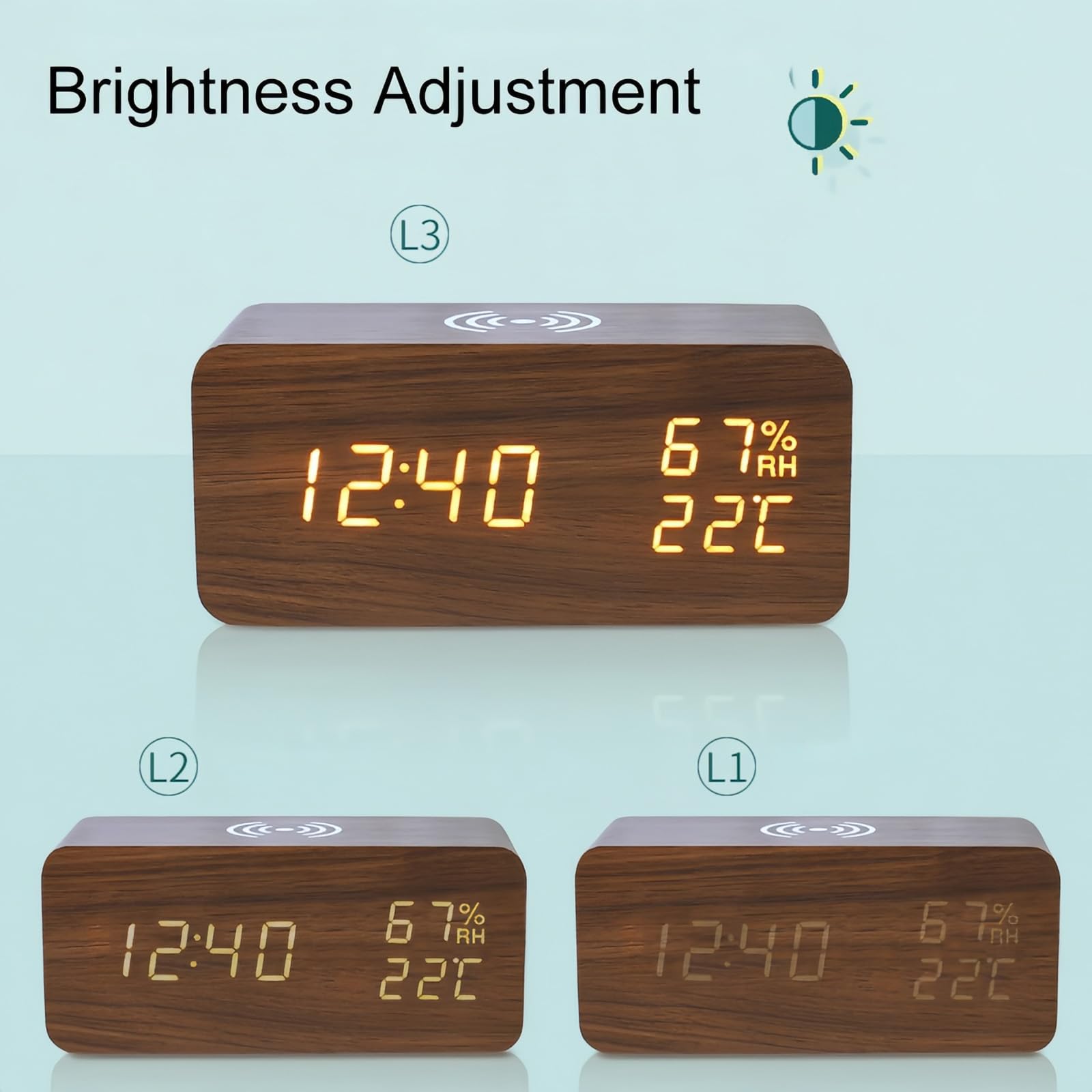Lancoon Orologio da parete digitale a LED con 10 livelli di regolazione