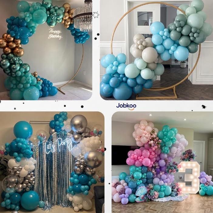 Image of Jobkoo Peacock Blue Balloons 12 Inch, Turquoise Teal Blue Latex Balloon