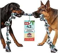42 Inch Giant Dog Rope Toy for XXL Aggressive Chewers - 6 Knot Indestructible Tug Toy Supports Animal Rescue