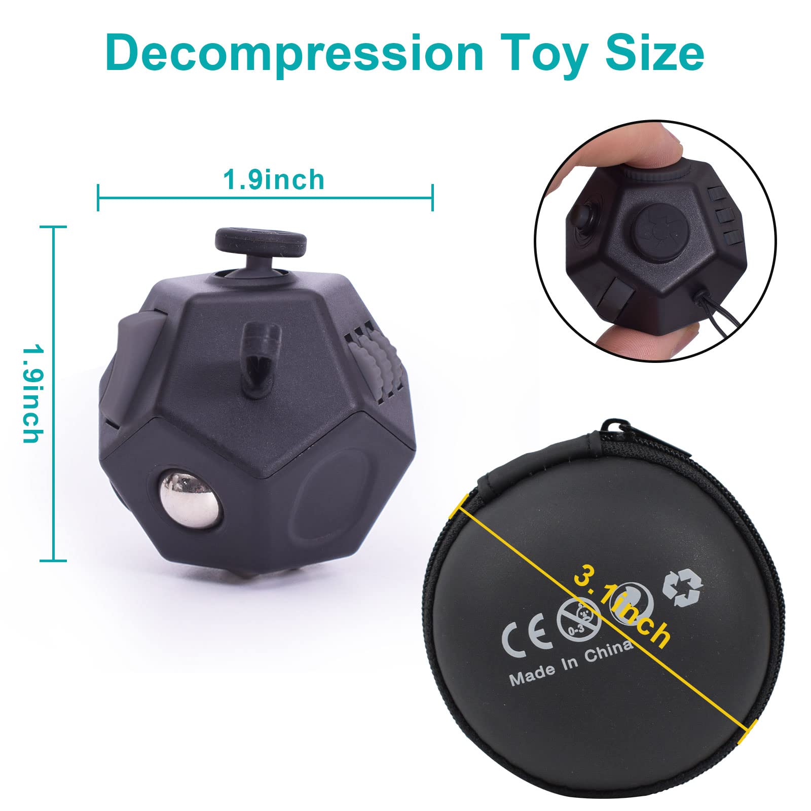 Amazon.co.jp: UOOEFUN ミニフィジェットトイ、クールブラック 12面