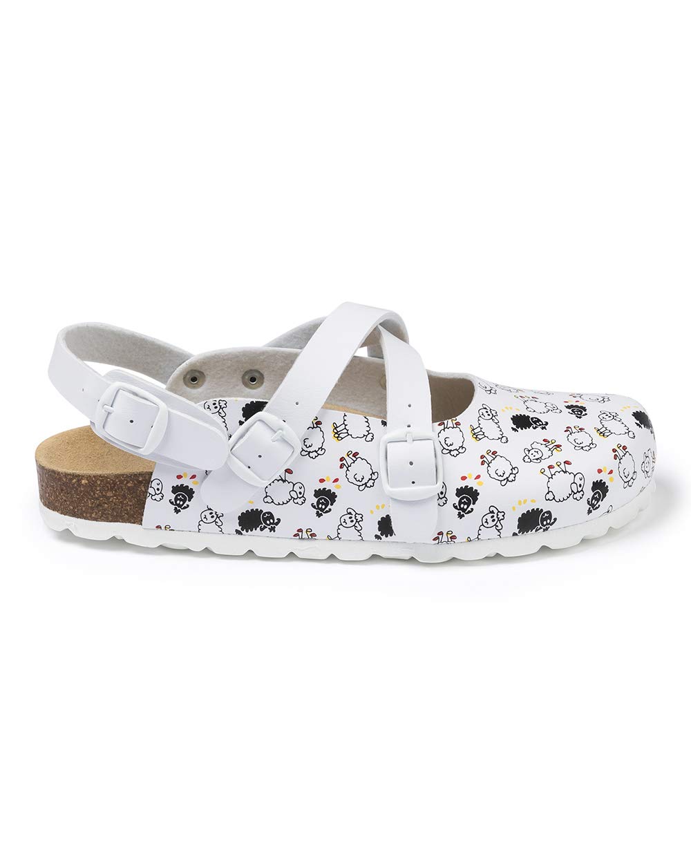 CLINIC DRESS Clog - Clogs Damen weiß bunt Motiv. Schuhe für Krankenschwestern, Ärzte oder Pflegekräfte