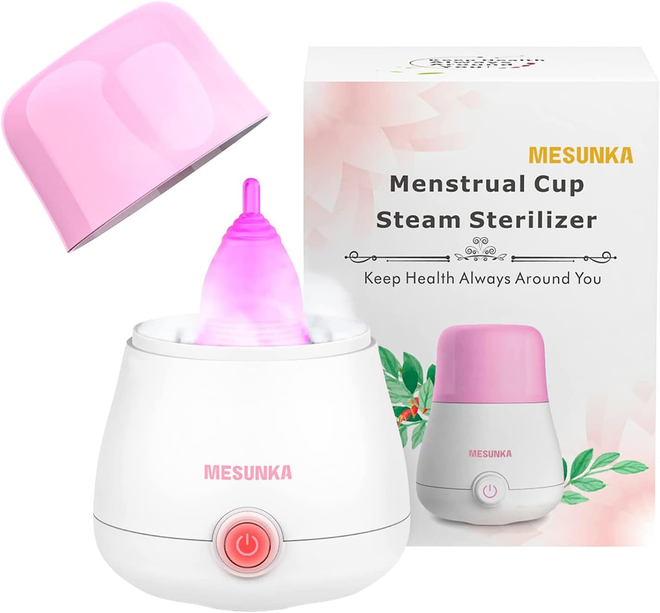Menstrual Cup Sterilizer, Period Cup Steamer Cleaner Machine, Kill 99.9% of Germs with Steam Sanitizer, 3-in-1 for Cleans Dries and Stores Menstrual Cups-Automatic Shut Off