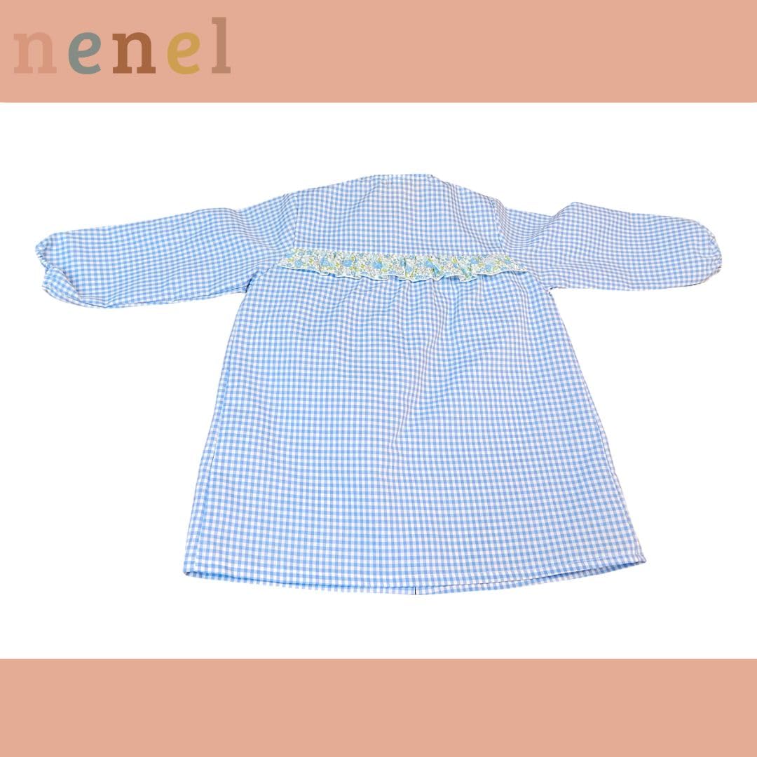 Nenel Conjunto Escolar para Colegio o guardería: Mandilón, babi o Bata Escolar + Bolsa merienda Bordado con el Nombre. Modelo Amore