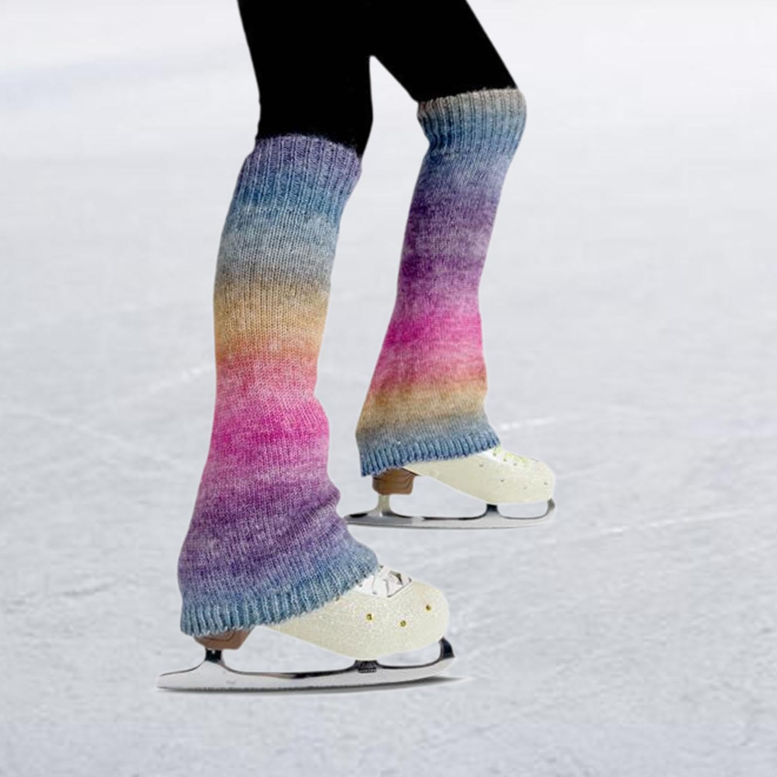 Calentadores de Piernas para Patinaje Artístico, Calcetines de Patinaje para Mujer, Cómodos, de Punto Grueso Y Largos, para Entrenamiento de Ballet.
