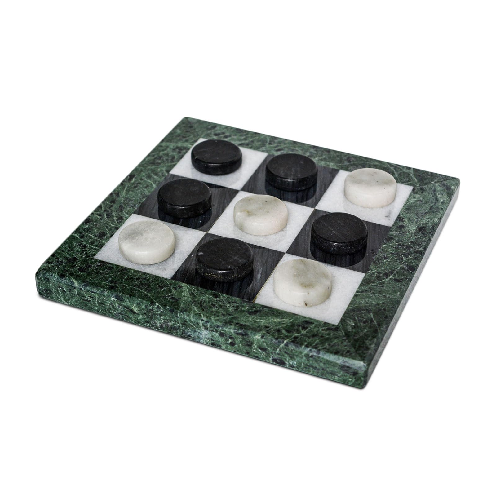 Gioco Del Tris Tic Tac Toe In Legno Con Biglie Di Vetro - Tabellone 14x14 Cm, 10 Biglie Colorate, Sacchetto In Cotone - Gioco Da Tavolo Strategico Per Famiglie - 5