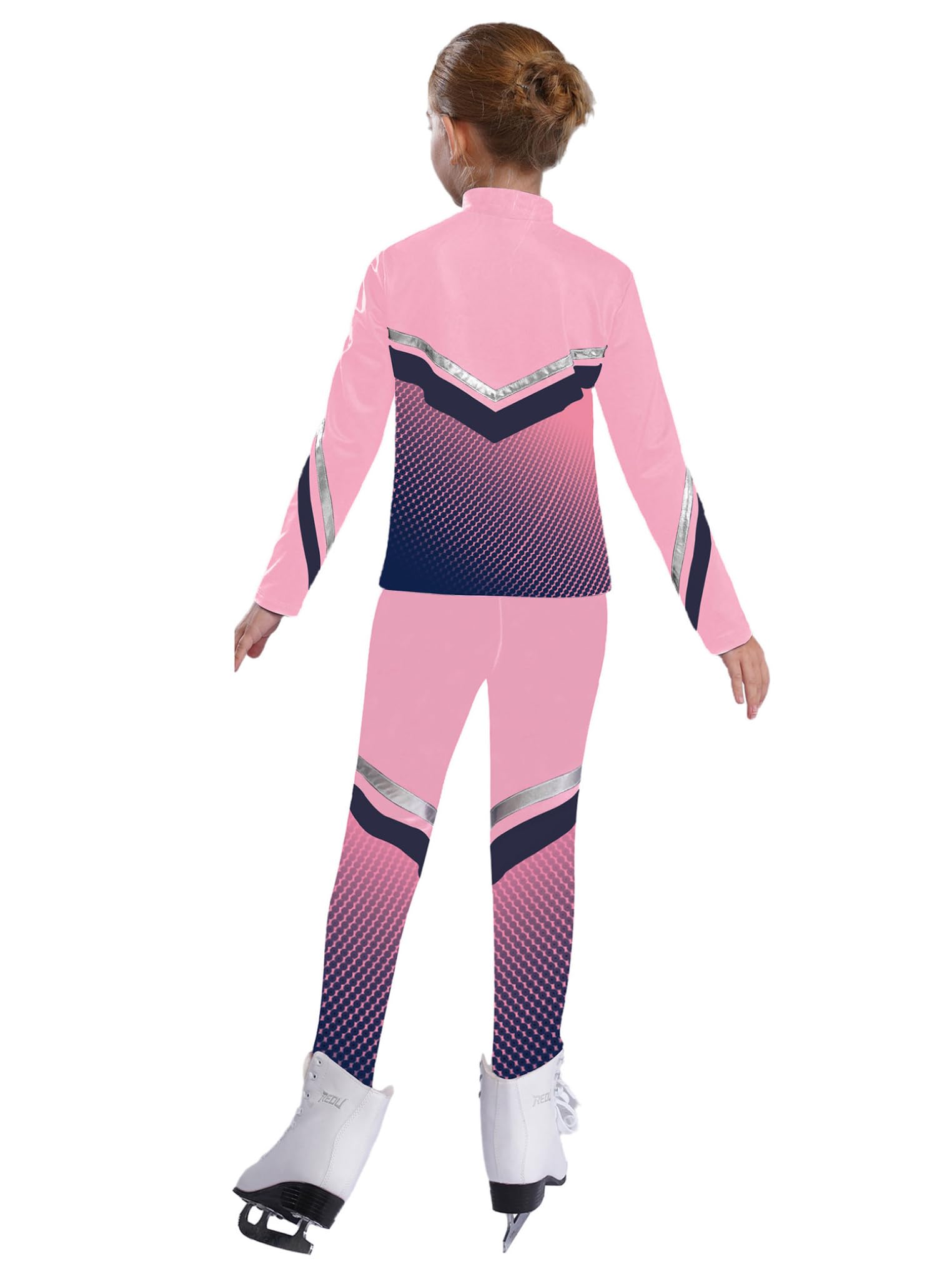 YEAHDOR Kids Girls Figure Skating Training Suit Fleece-lined Ice Skating Sweatshirts with Practice Leggings Pink 12 Years