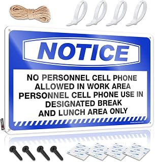 Tin Signs Camping Rules Notice Cell Phone Use in Designated Area Only Tin Sign Men Stuff Retro Room Decor (Size : 30X40CM)