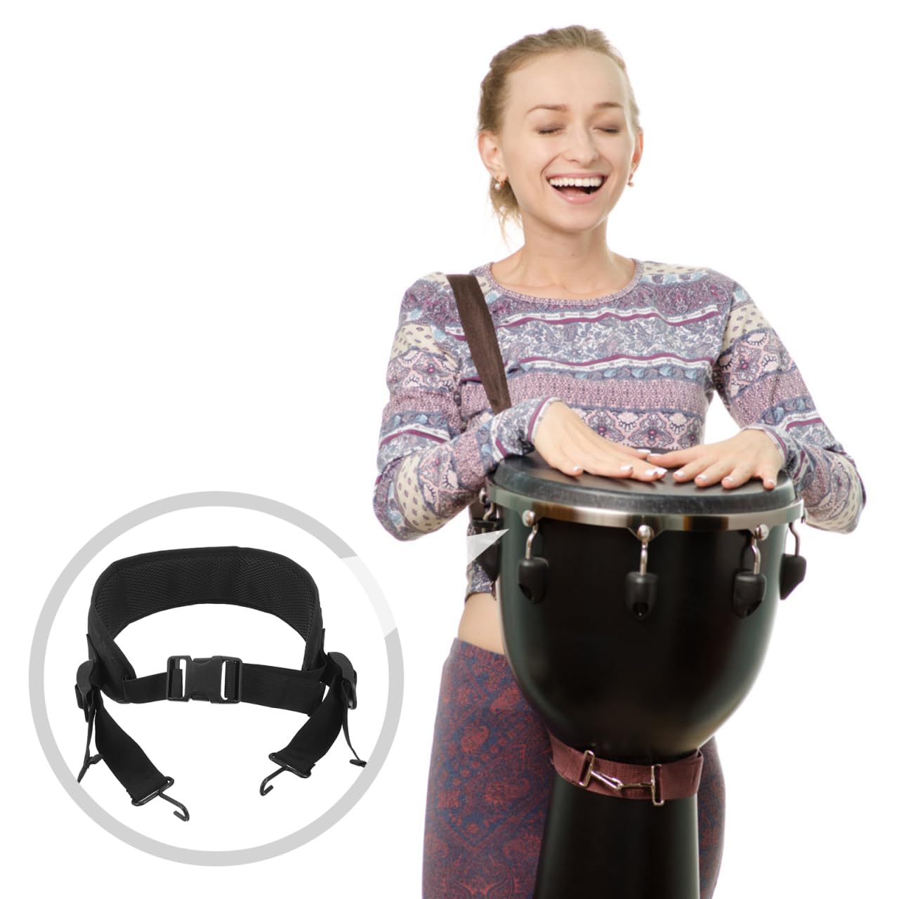 Supvox - Cintura per Rullante, Cintura per Tamburo, Accessorio per Tamburo, Cintura per Rullante Djembe, Cintura per Tamburo a Mano, Cintura per Piccola Tamburo, Cintura per Rullante in Metallo