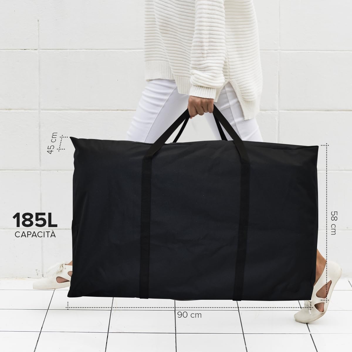 joeji's Kitchen Borsa portaoggetti capacità di XXL 185L - Borsa Portaoggetti per carichi pesanti con maniglie - Sotto il letto sacca per albero natale porta oggetti piumini abiti accessori