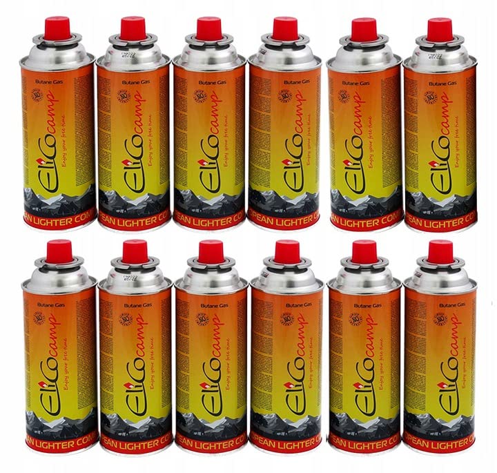 Kartusz gazowy Elico Camp 220 g 12 sztuk, 12 x 220 g / 393 ml e do kuchenki gazowej, kuchenki kempingowej, palnika Bunsena, palnika lutowniczego