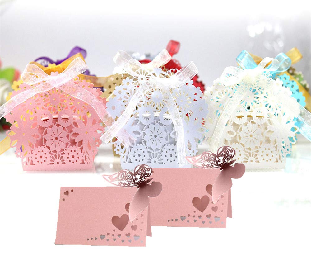 50pcs Carte Nom Marque Place Cœur Ajouré VIOLET... - Maison