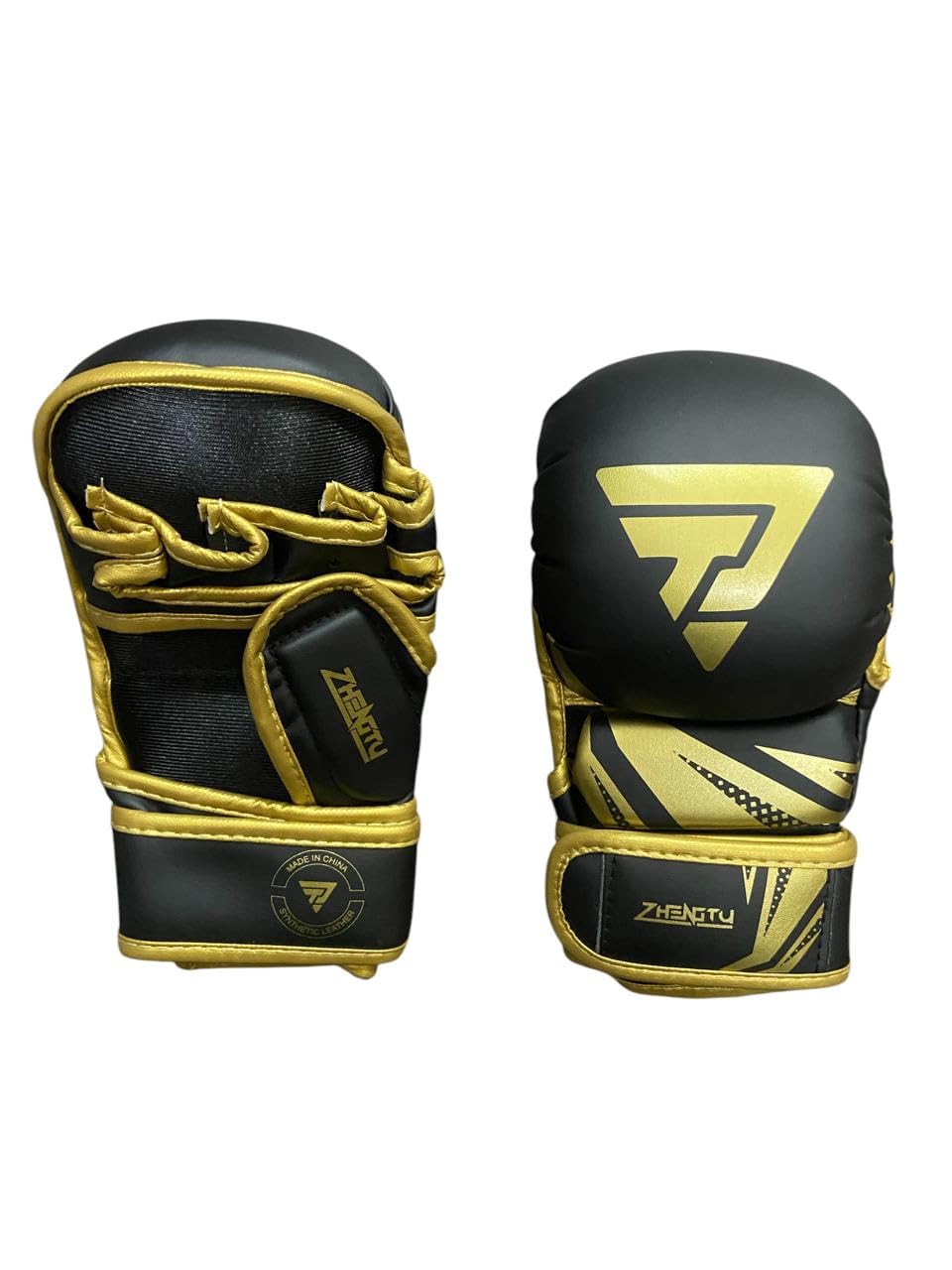 MMA Gloves for Men and Women, Sparring and Punching Gloves with Shock Absorbing Padding and Adjustable Straps, Ideal for Kickboxing, (Black and Golden)-picture-11
